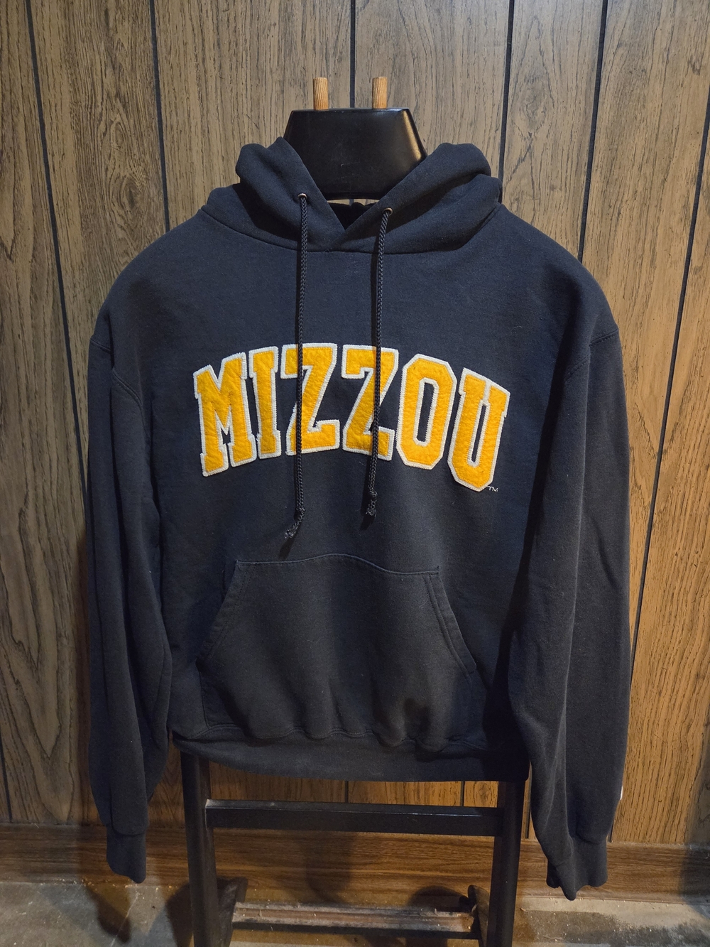 Champion Hoodie MIZZOU Small Missouri Tigers Black Gold Y2K Vintage